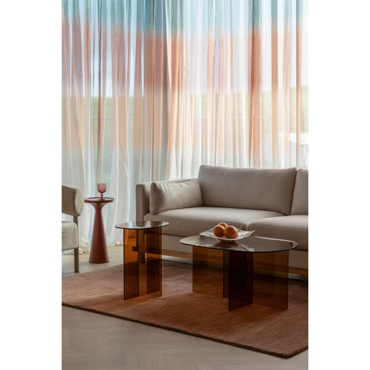 BEISTELLTISCH Linea 30x40 cm Braun - Braun, Glas (30/40/50cm) - Zuiver
