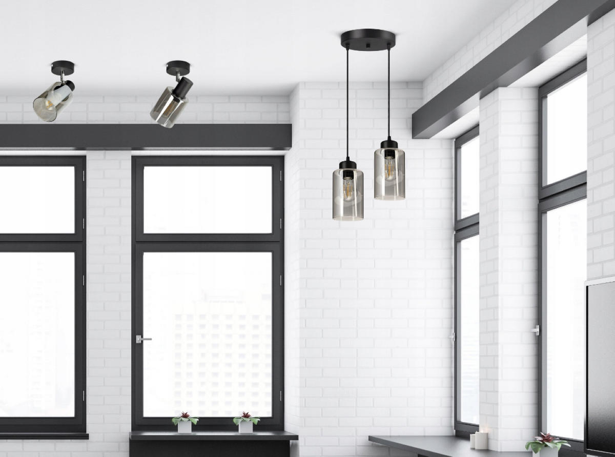 PENDELLEUCHTE TUBE - Transparent/Schwarz, Glas/Metall (20/20/80cm) - kiki design