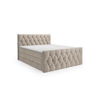 BOXSPRINGBETT Eleganz 180x200 cm in Beige mit Bettkasten und beidseitiger Matratze - Beige, Textil (180/200cm)