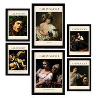 POSTER Set Mit 6 Caravaggio Sammlung A3 & A4 Schwarzer Rahmen - Schwarz, Papier (29/3cm) - Nacnic