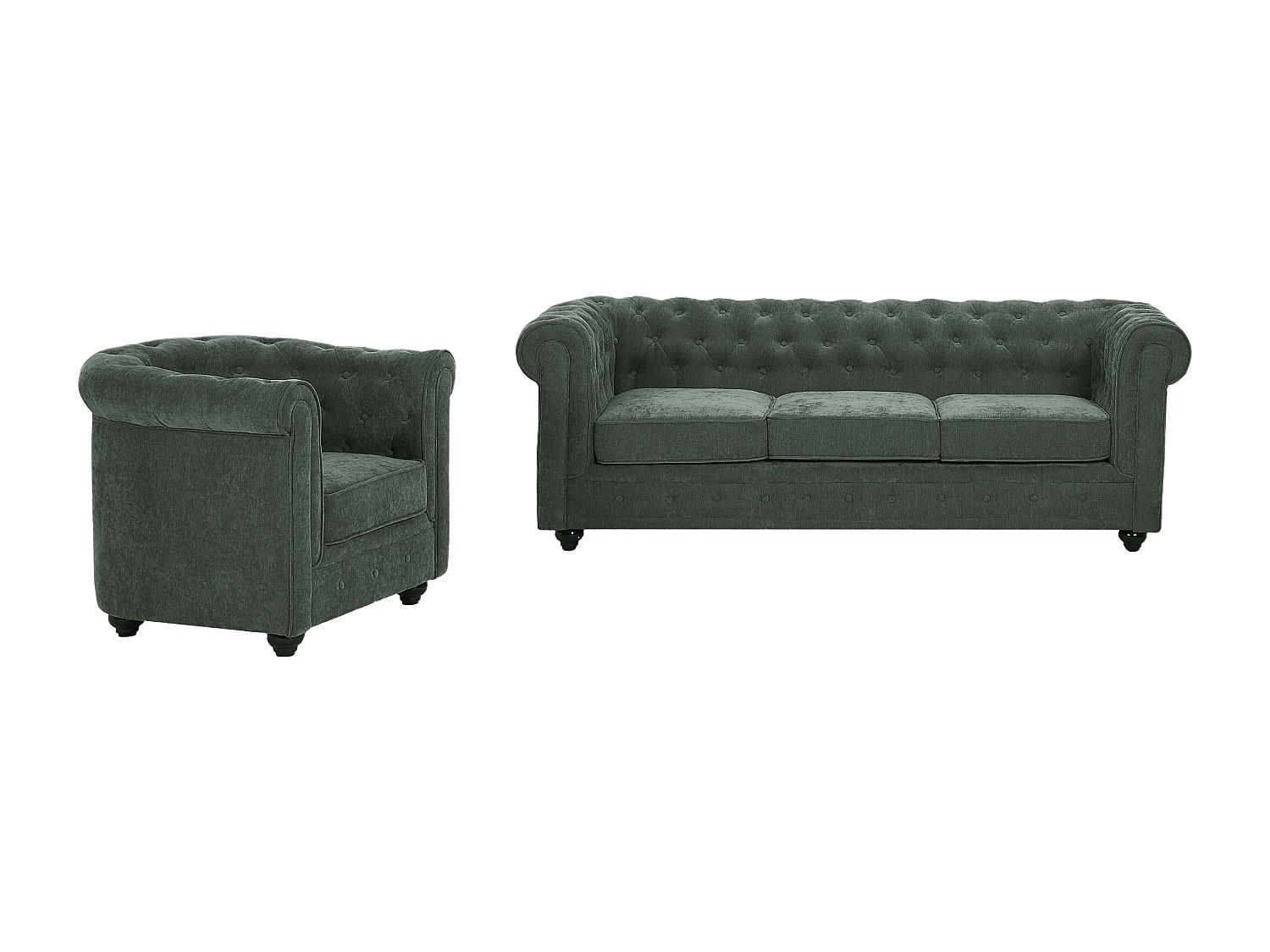 SOFAGARNITUR ohne Schlaffunktion - 4 Personen - Stoff - Grün - - Grün, Textil (82/72/78cm) - Vente-Unique