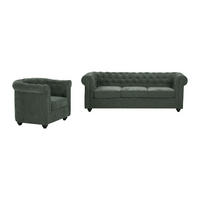 SOFAGARNITUR ohne Schlaffunktion - 4 Personen - Stoff - Grün - - Grün, Textil (82/72/78cm) - Vente-Unique