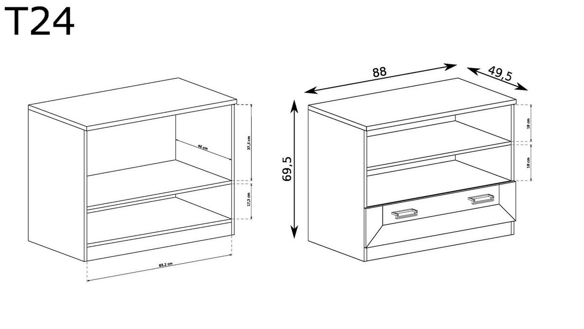 TV-SCHRANK TADEUSZ-24 - Dunkelbraun, Holzwerkstoff (88/69/50cm) - Meblini