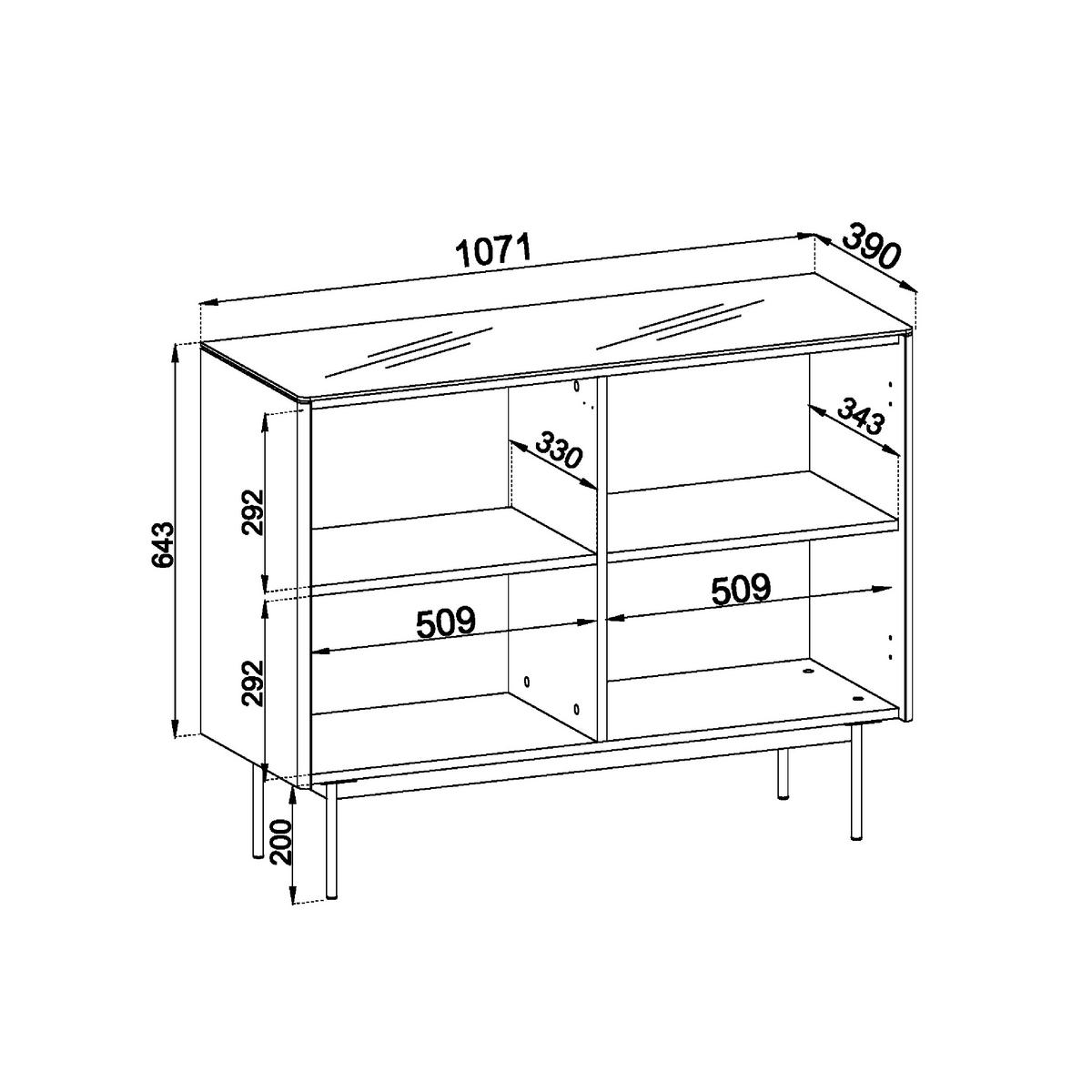 SIDEBOARD OLDEN KOM1 Glasplatte Eiche - Eichefarben, Glas/Holzwerkstoff (107/84/39cm) - Komodee