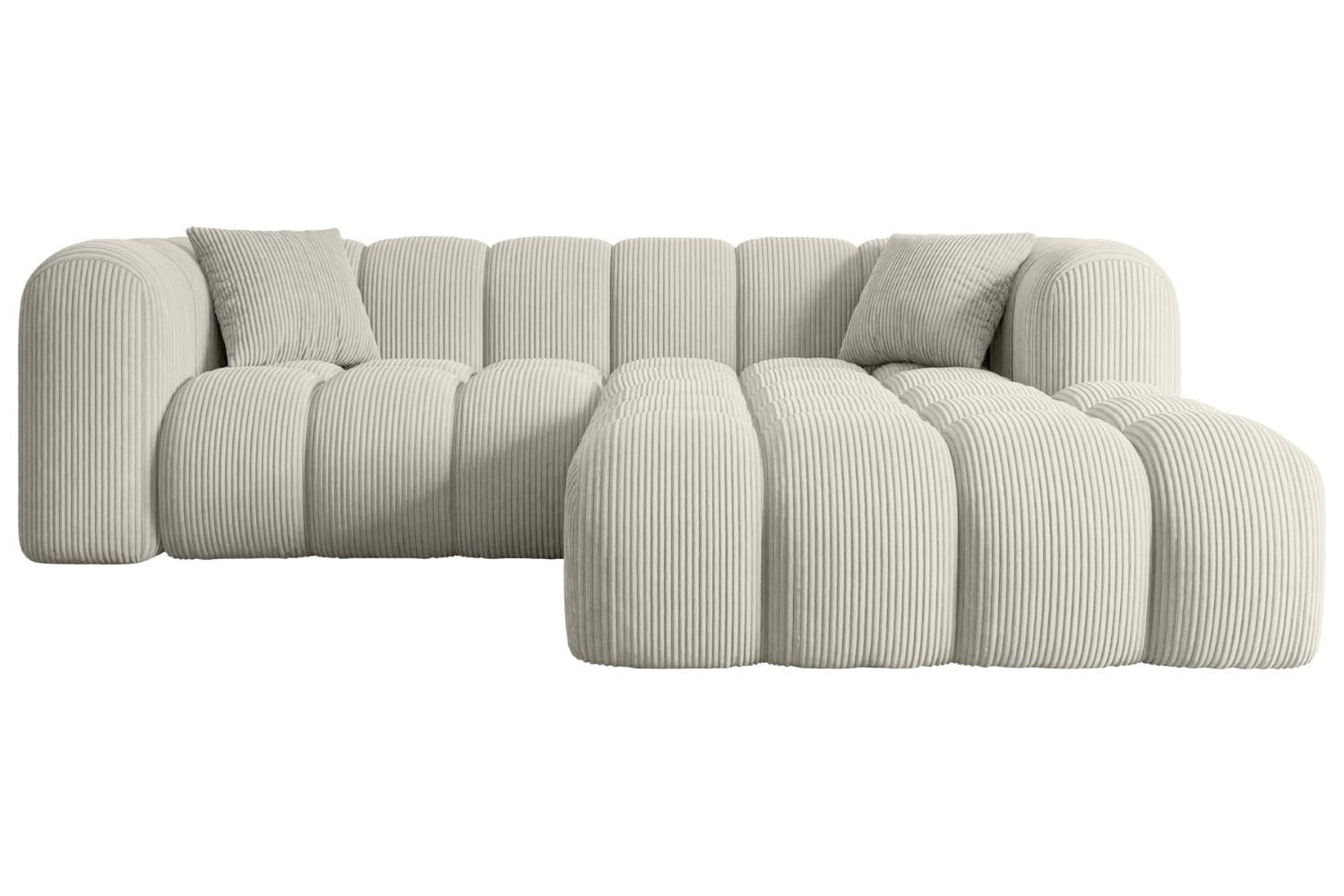 ECKSOFA Ottomane Rechts OLEA-L1 - 231x173x74 cm Hellgrau Cord - Hellgrau/Schwarz, Holzwerkstoff/Kunststoff (231/173cm) - ALTDECOR