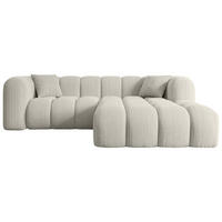 ECKSOFA Ottomane Rechts OLEA-L1 - 231x173x74 cm Hellgrau Cord - Hellgrau/Schwarz, Holzwerkstoff/Kunststoff (231/173cm) - ALTDECOR