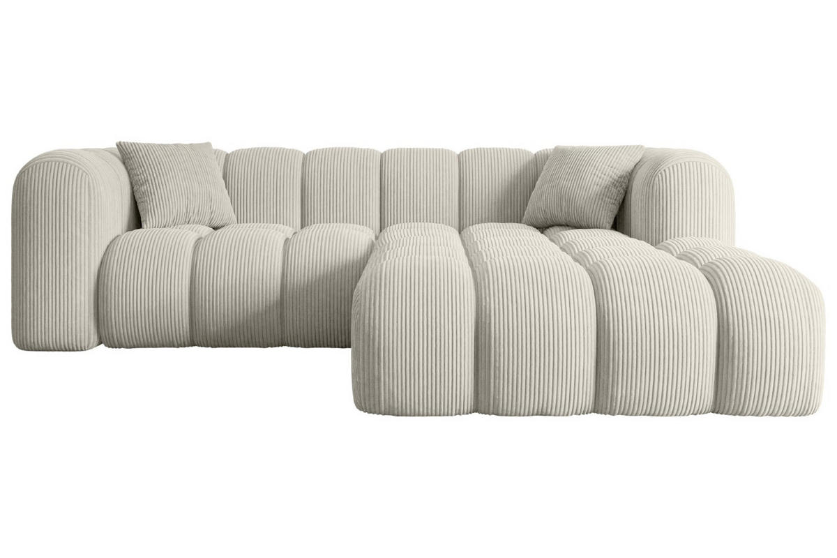ECKSOFA Ottomane Rechts OLEA-L1 - 231x173x74 cm Hellgrau Cord - Hellgrau/Schwarz, Holzwerkstoff/Kunststoff (231/173cm) - ALTDECOR