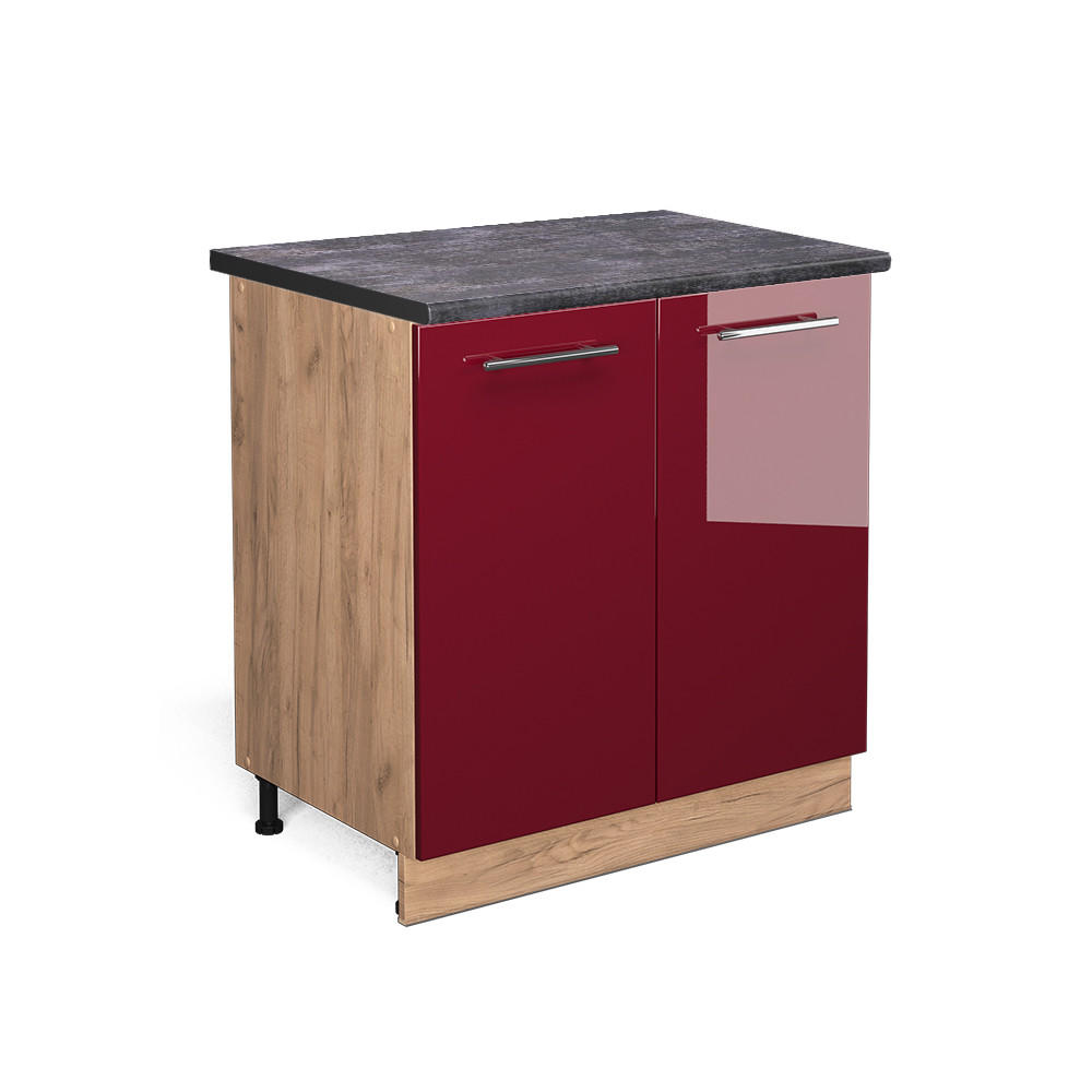 KÖKSUNDERSKÅP Fame-Line Bordeaux högblank 80 cm med hylla, AP antracit Bordeaux, Honungsek 82/80/60 cm