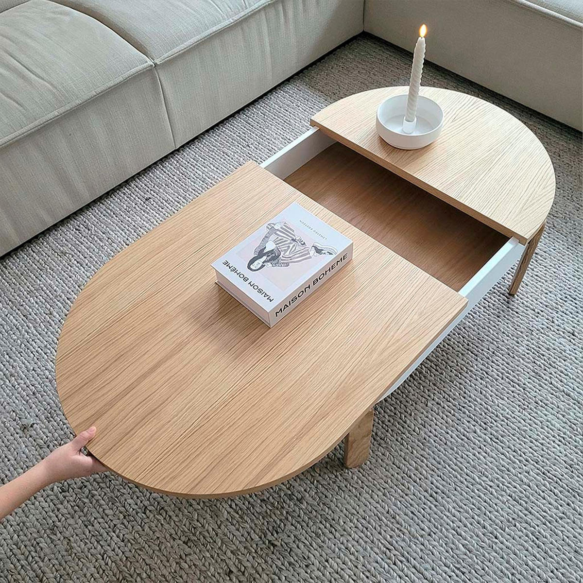 COUCHTISCH Batea L - Eichefarben/Weiß, Holz (60/100/35cm) - Woodendot