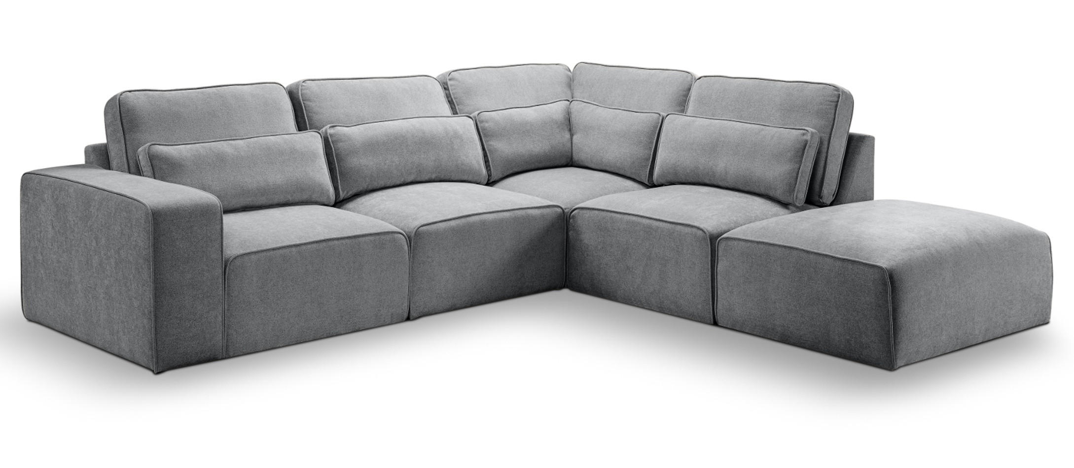 ECKSOFA grau Webstoff, Sofa 305 x 281 cm, L-Sofa rechts - Blau/Grau, Holz/Textil (305/281cm) - Inn.Furn