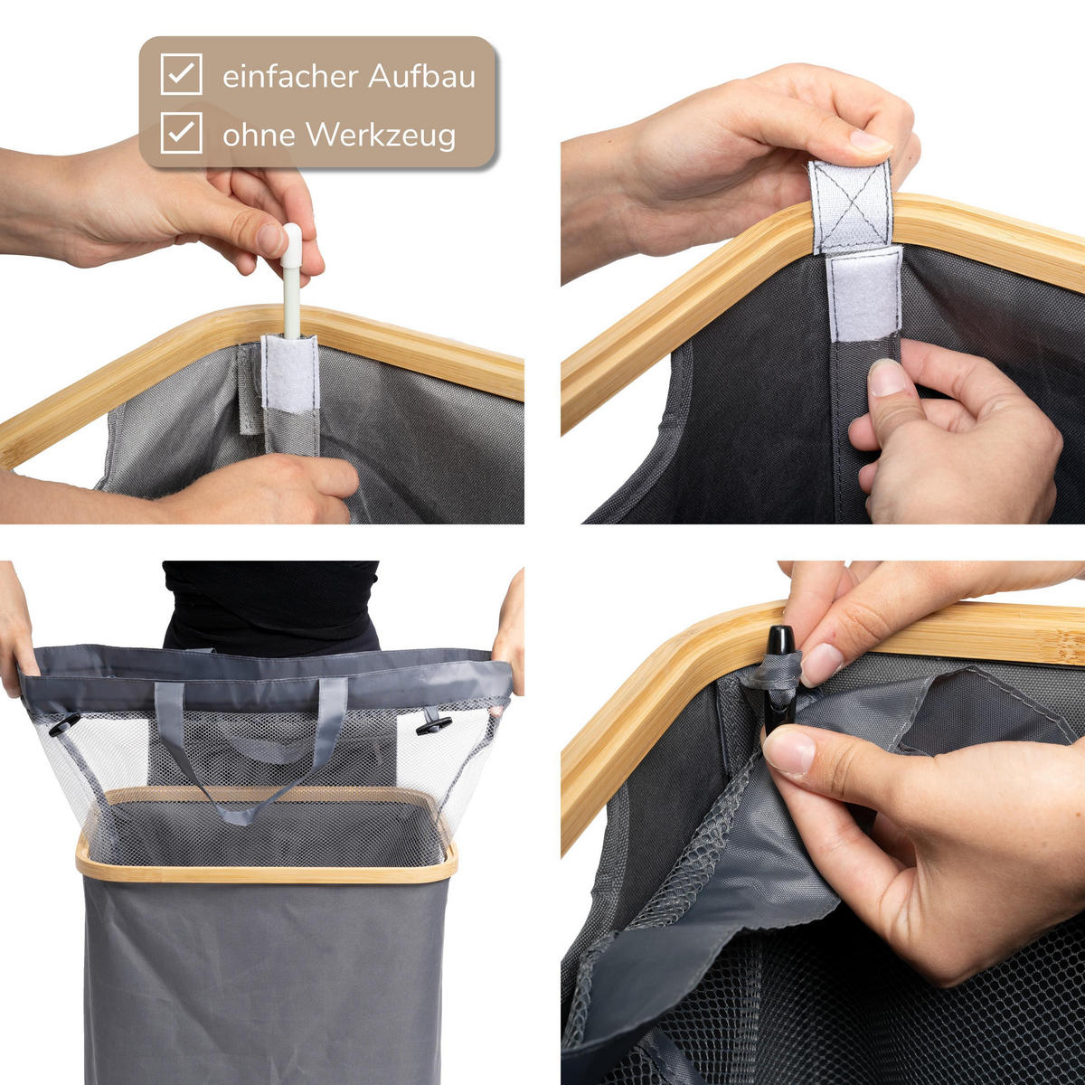 WÄSCHESAMMLER 100 Liter, grau - Grau, Textil (41/73.5/33.5cm) - bremermann