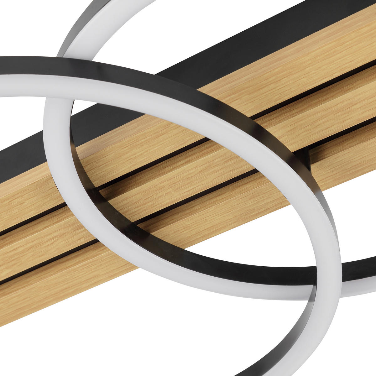 LED DECKENLEUCHTE Calma Schwarz/Holz 37/54/8 cm - Multicolor, Holz (37/54/8cm) - Brilliant