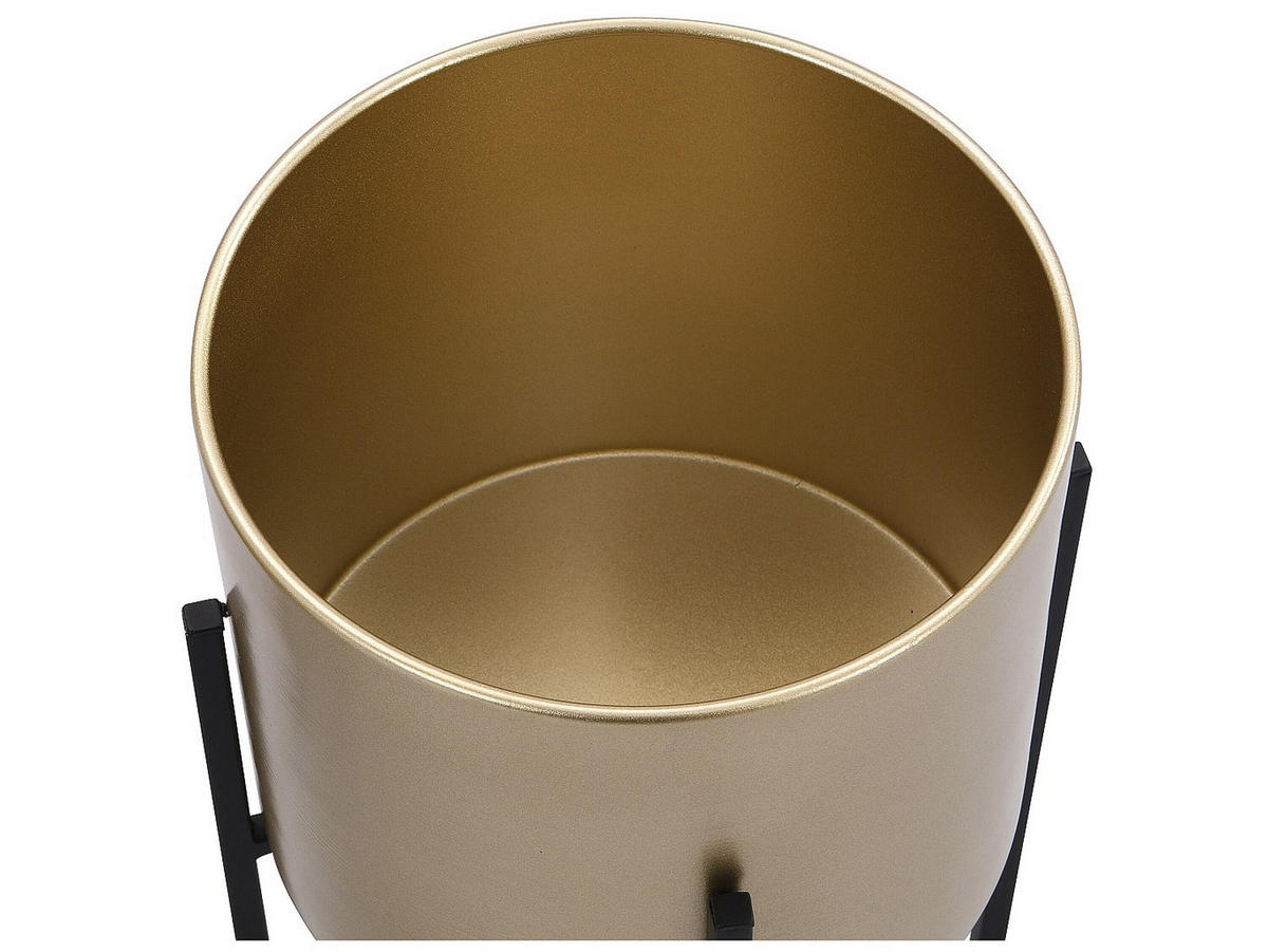 2ER-SET Übertöpfe - 23 cm, 25 x 23 cm, 25 cm - metall - schwarz, goldfarben - Edmee - Goldfarben/Schwarz, Metall (23/39/23cm) - Vente-Unique