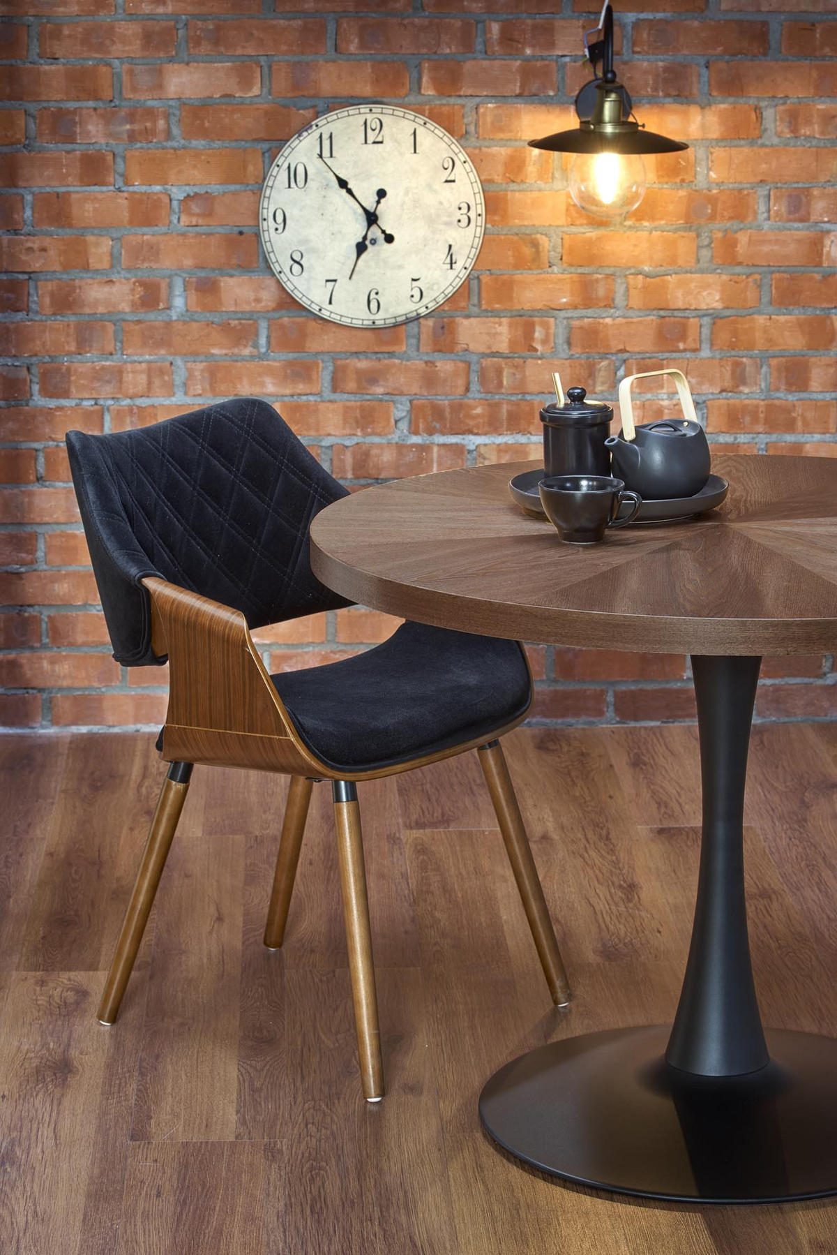 ESSTISCH Rund HAW-333 Walnuss Wenge Schwarz Echtholzfurnier 100/75 cm - Walnussfarben, Holz (100/100/75cm) - designimpex