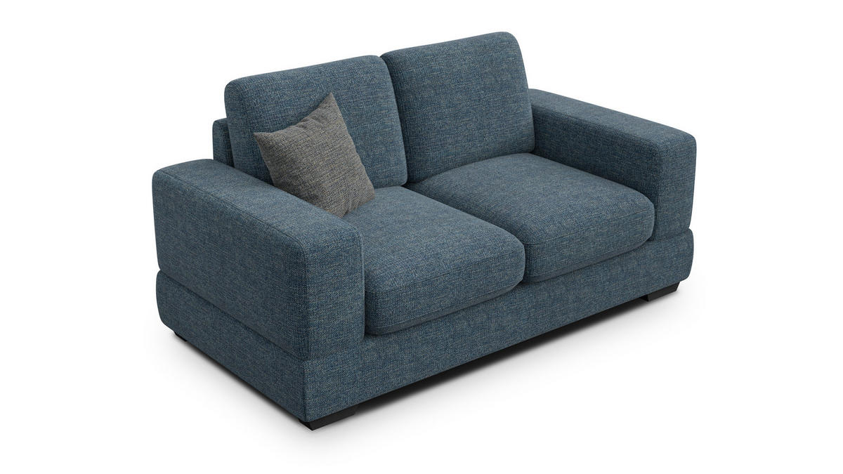 SOFA OTTO 2-Sitzer, marineblau - Blau/Schwarz, Holz/Textil (171/89/98cm) - Courtois Laville