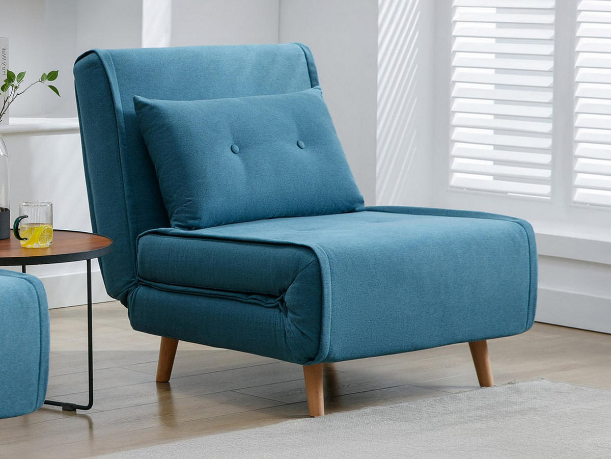 SESSEL mit Schlaffunktion - Stoff - Blau - URIBIA - Blau, Textil (77.5/81/91cm) - Vente-Unique