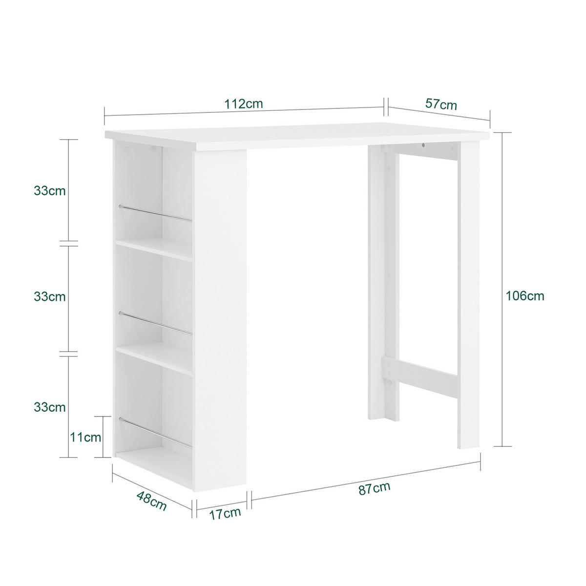BARTISCH Weiß - Weiß, Holzwerkstoff (112/106/57cm) - SoBuy