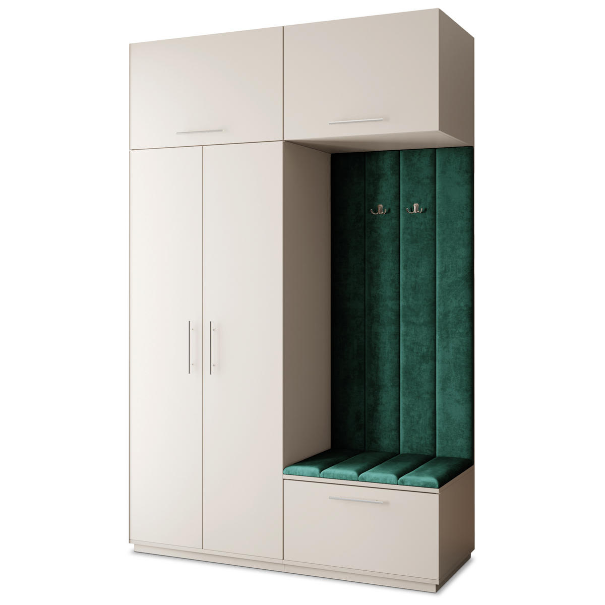GARDEROBENSCHRANK REMA 150/240/60 cm Modern Garderobe-Set Kaschmir - Kaschmir/Grün, Holzwerkstoff (150/240/60cm) - MASSENO