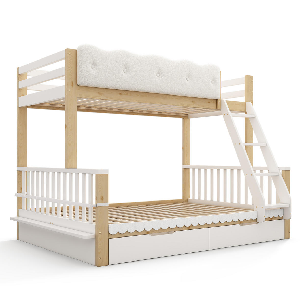 ETAGENBETT 90/200 cm und 140/200 cm Weiß & Eiche mit Schubladen ohne Matratze - Weiß, Holz (140/200cm) - MIVRAY