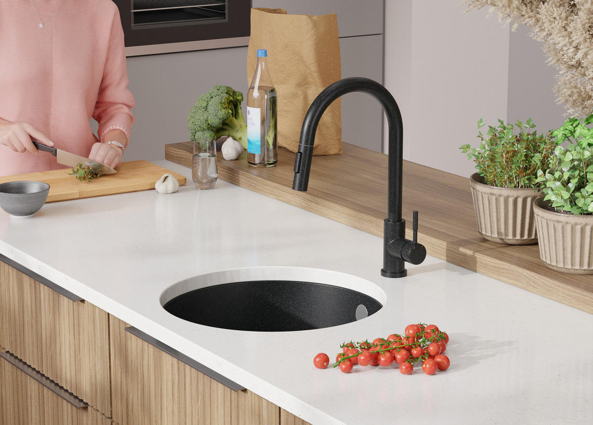 UNTERBAUSPÜLE GRANIT Valletta, 2-er set Anthrazit 46/46 cm 1 Becken + Ablauf-Set ab 50er Unterschrank - Chromfarben/Anthrazit, Kunststoff (46/20/46cm) - Primagran