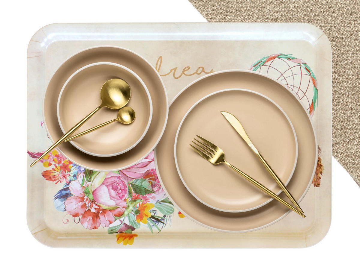 TABLETT Traumfänger, rechteckige Melamin Serviertablett 50x37 cm - Beige, Kunststoff (37/2/50cm) - Lashuma