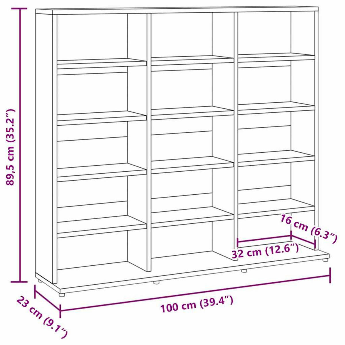 CD-REGAL Räuchereiche 100/23/89,5 Cm Holzwerkstoff - Akaziefarben, Holzwerkstoff (23/89.5/100cm) - vidaXL