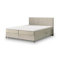 BOXBETT TORREL 160x200 cm mit Matratze und Topper - Creme - Creme, Holz (160/200cm) - MASSENO