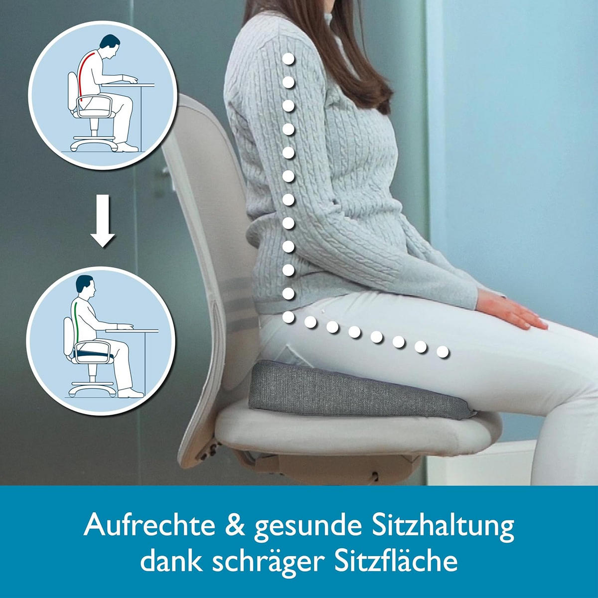 SITZKEILKISSEN BeauErgo 37/33,5 cm Hellgrau - Hellgrau, Textil (37/33/7cm) - Beautissu 