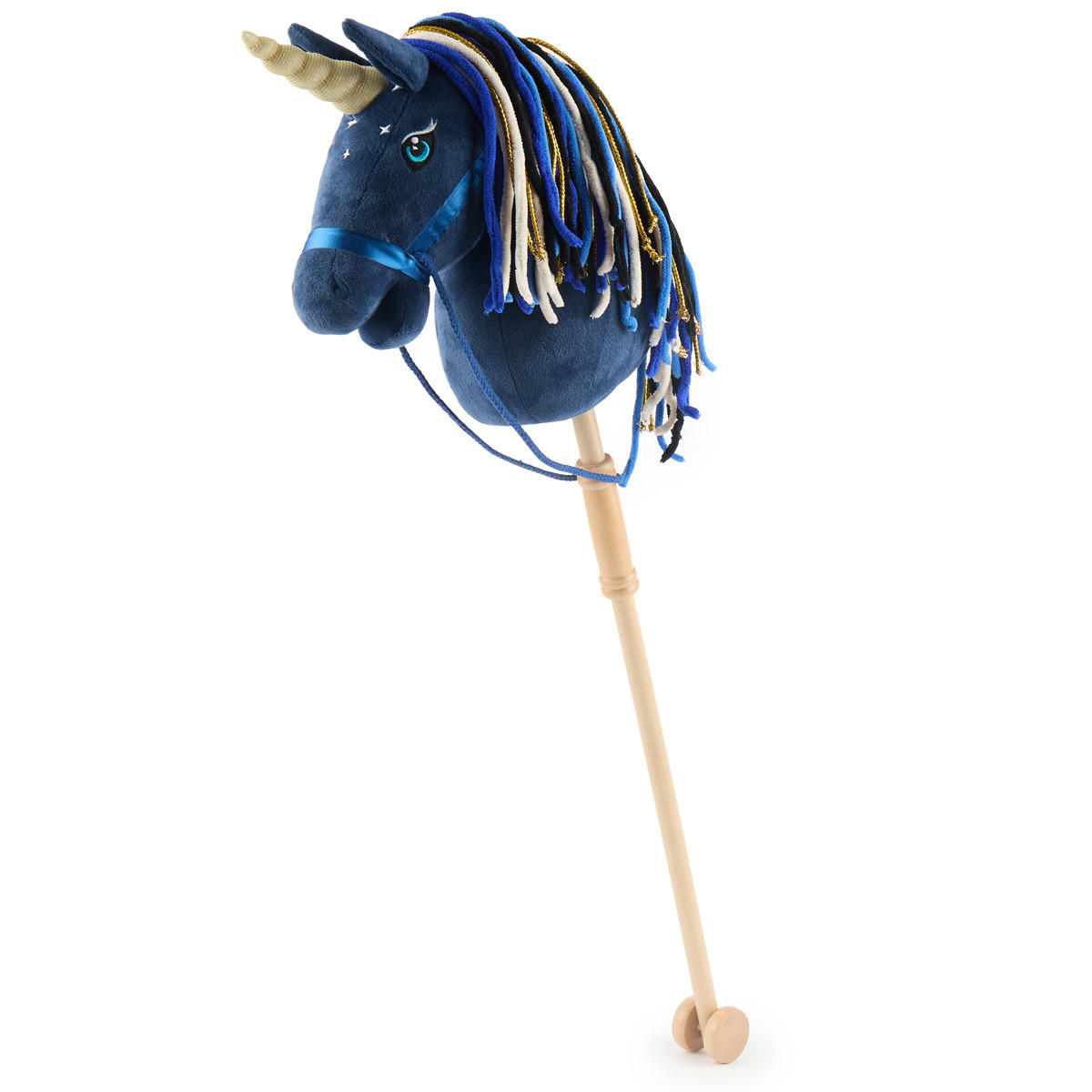 STECKENPFERD Einhorn Luna aus Holz - Blau, Textil (33/92cm) - Bieco Spielwaren