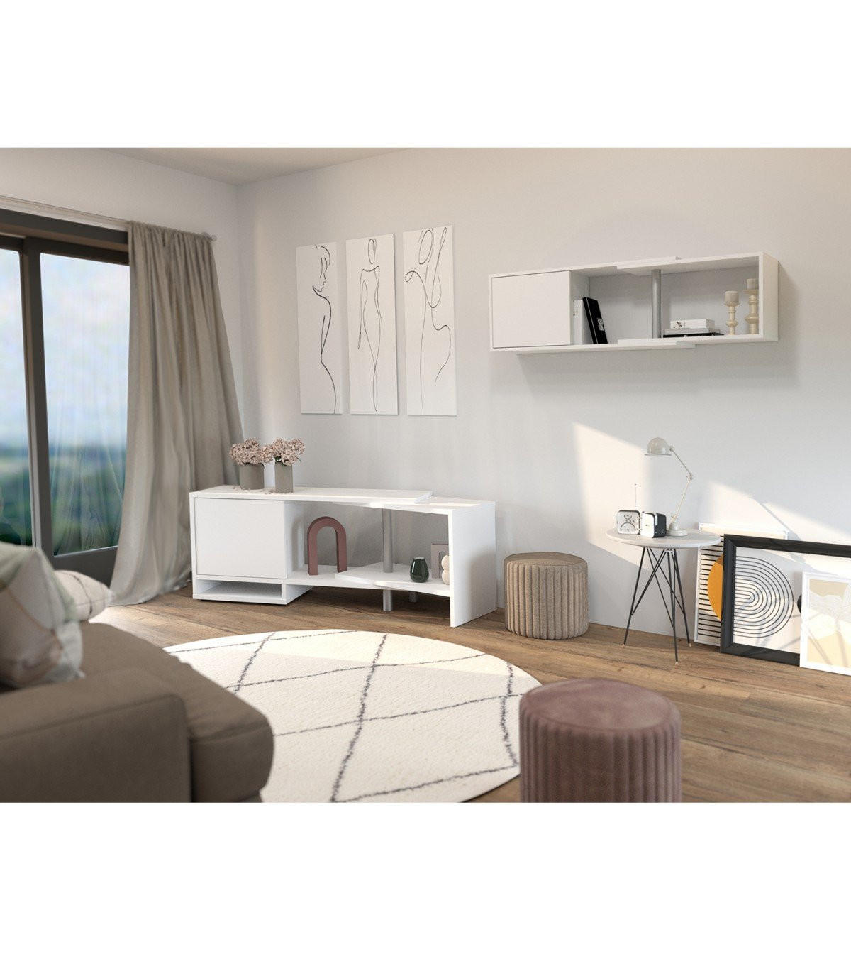 ANPASSUNGSFÄHIGES Eck-TV-Möbel - Flex - Weiß, Holzwerkstoff (33/46.5/39.1cm) - Calicosy