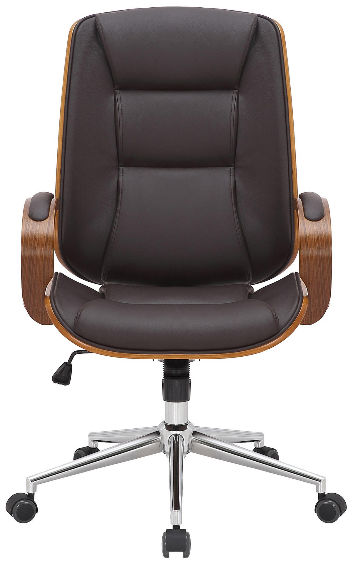 DREHSTUHL Lederlook walnuss/braun - Chromfarben/Walnussfarben, Textil/Metall (60/102/68cm) - CLP