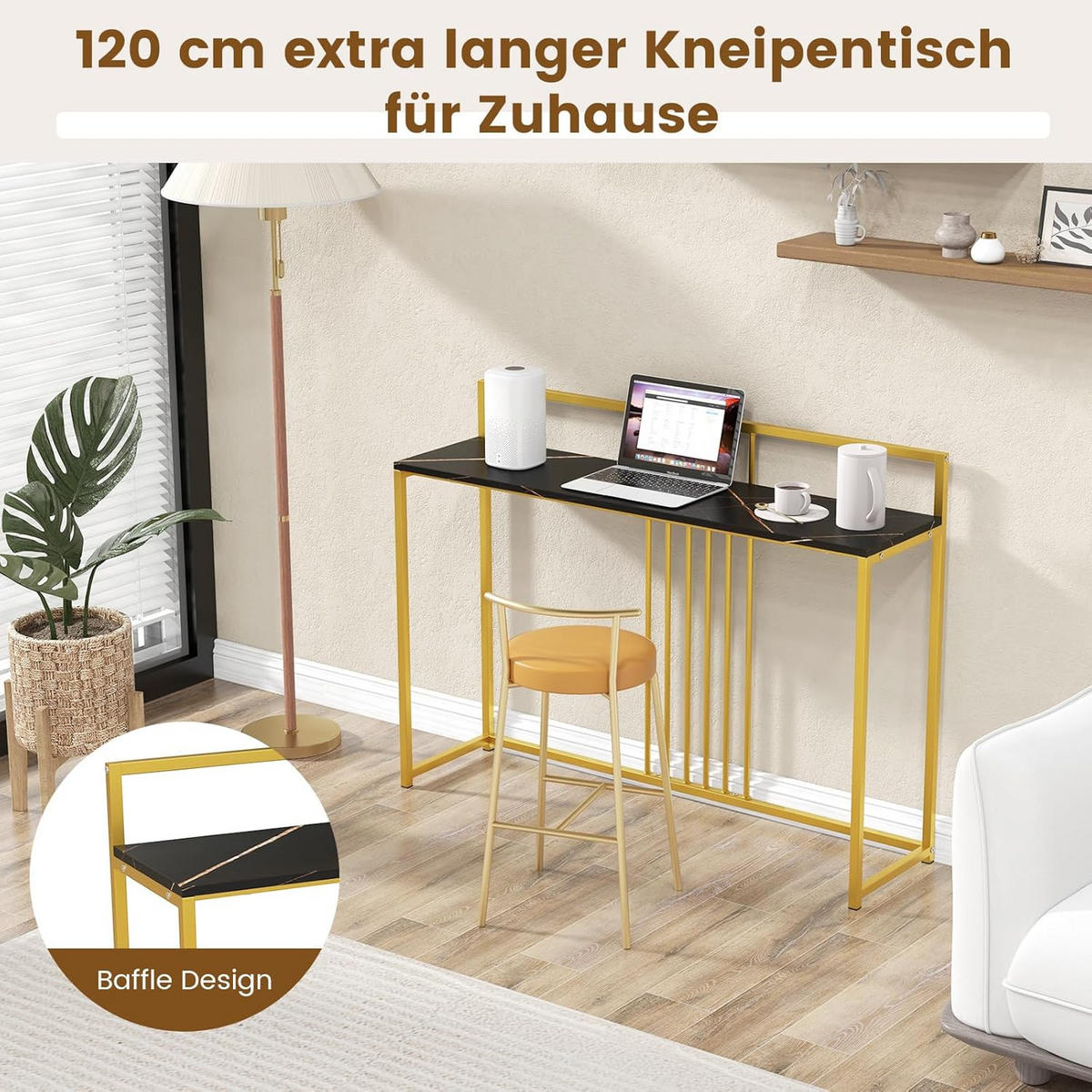 KONSOLENTISCH 89cm Schwarz - Schwarz, Holz (120/32/89cm) - COSTWAY
