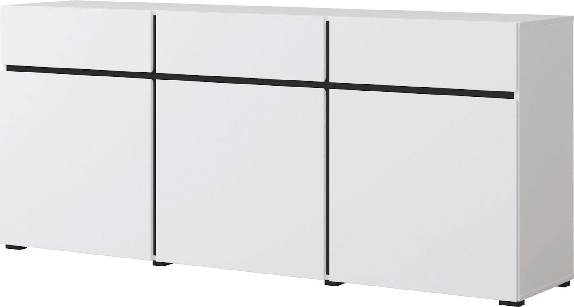 SIDEBOARD Cross Weiß / Schwarz 180 / 40 / 78,3cm - Schwarz/Weiß, Holz/Holzwerkstoff (180/40/79cm) - Feldmann-Wohnen