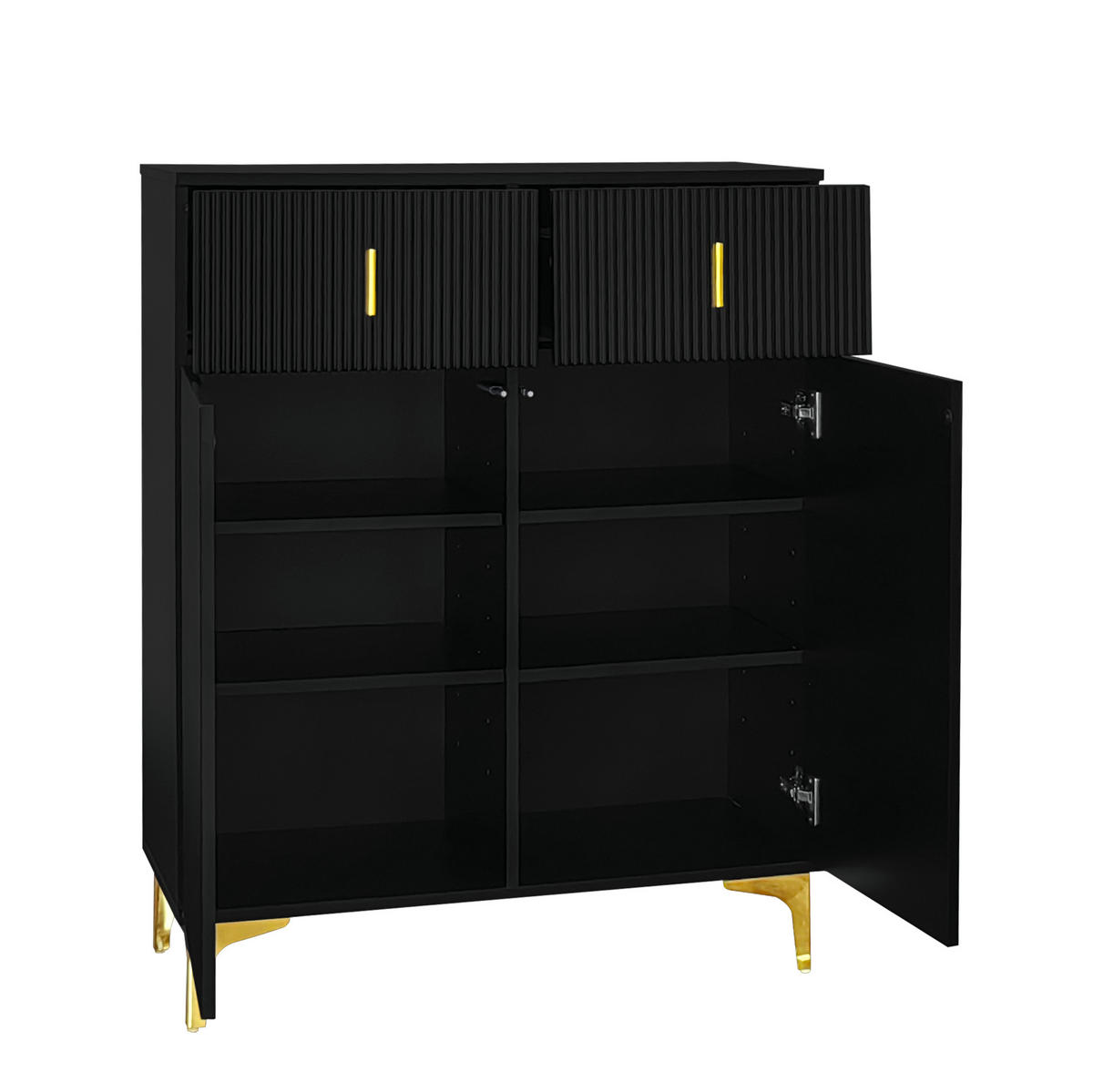 SIDEBOARD 83/35/101 cm in Schwarz mit 2 Türen und 2 Schubladen - Schwarz, Holzwerkstoff (83/101/35cm) - Flora Grace