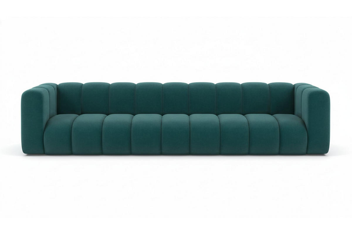 COUCH, Fünfsitzer-Sofa Grand, Veloursstoff Salvador, Azurblau - Blau, Holz (314/70/87cm) - Kaiser Möbel
