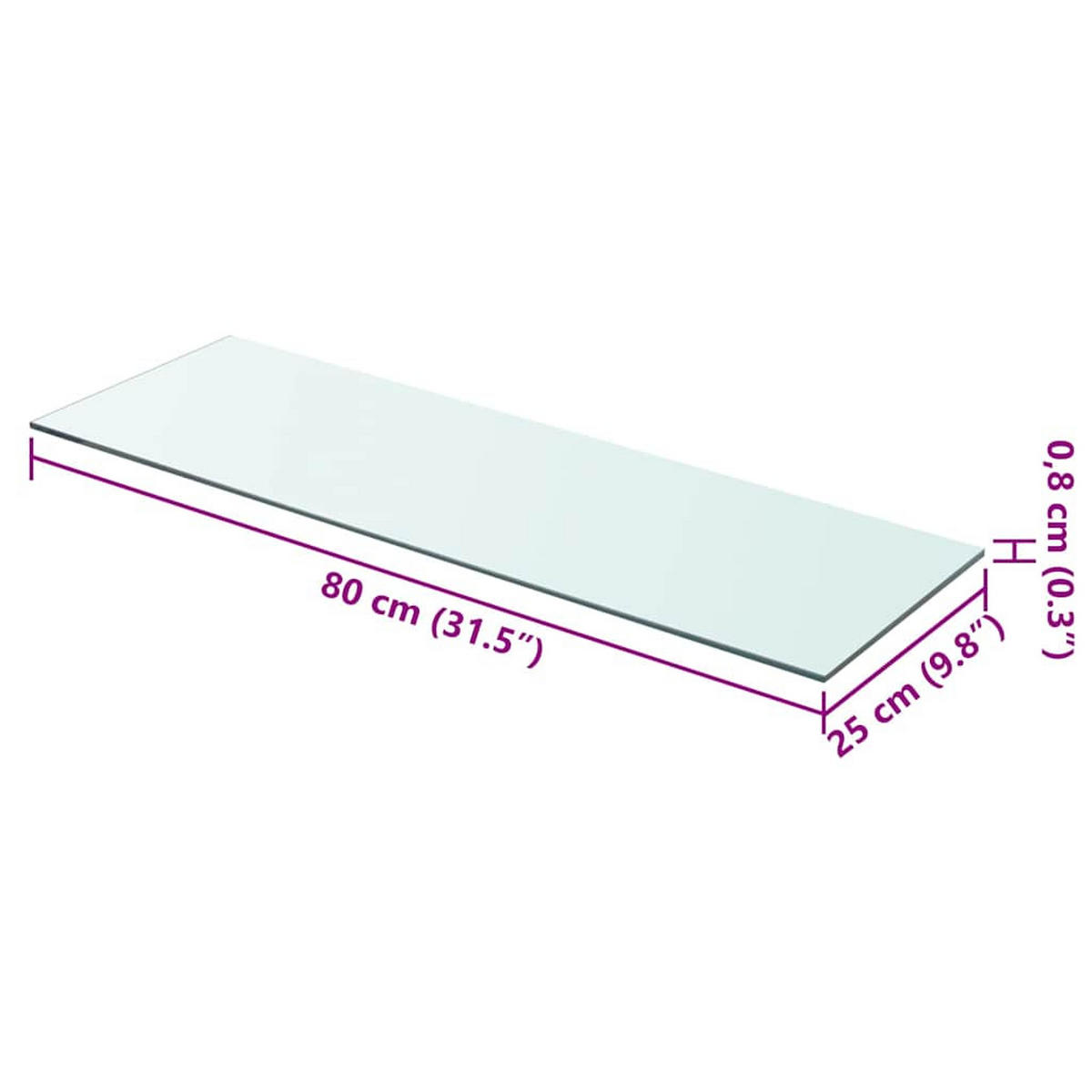 WANDBOARD 80/25/0,8 cm aus Glas Transparent - Transparent, Glas (80/0.8/25cm) - vidaXL