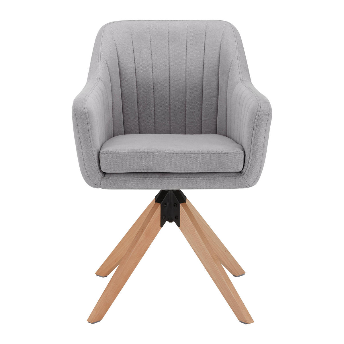 ARMLEHNSTUHL Lucita Grau Samt Drehbar Gepolstert - Grau, Holz (59/88/60cm) - Bessagi Home
