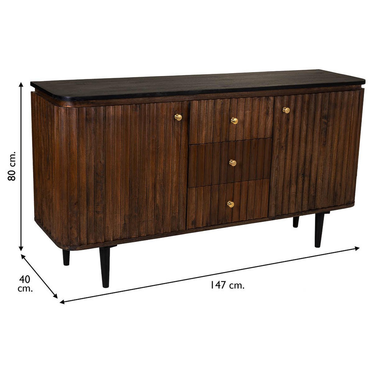 SIDEBOARD aus Holz 147x40x80 cm - Braun, Holz (147/80/40cm) - Wanderlust