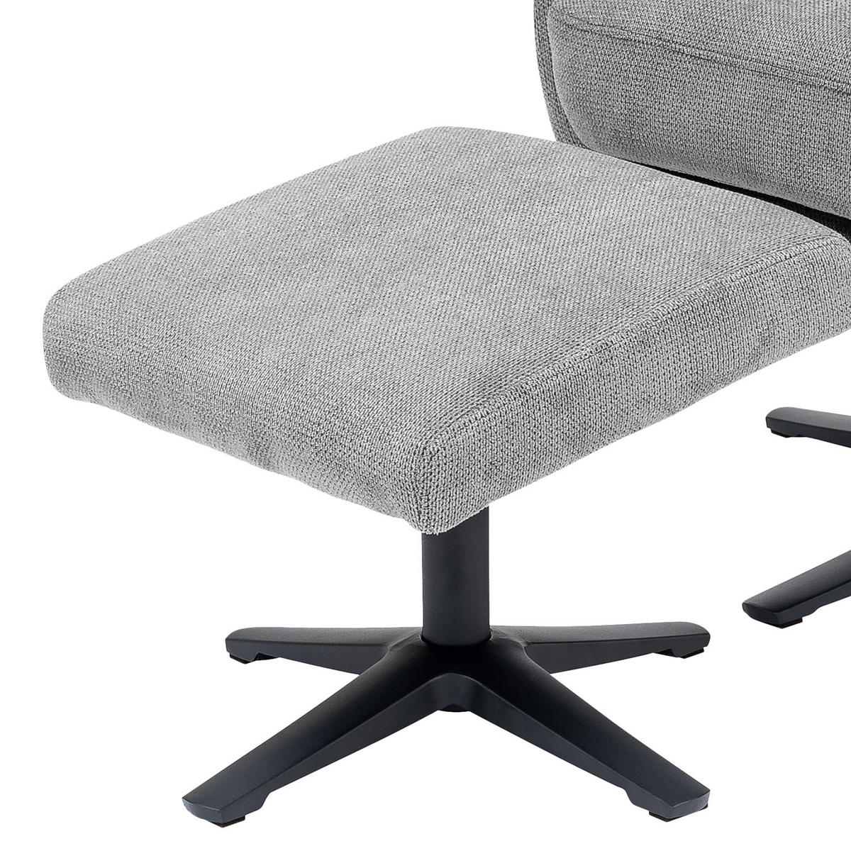 RELAXSESSEL mit Hocker - Schwarz/Grau, Textil/Metall (74/102/89cm) - home24