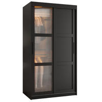 SCHWEBETÜRENSCHRANK 200/100/62 2-türig - Schwarz, Holz/Kunststoff (100/200/62cm) - Abiks Möbel
