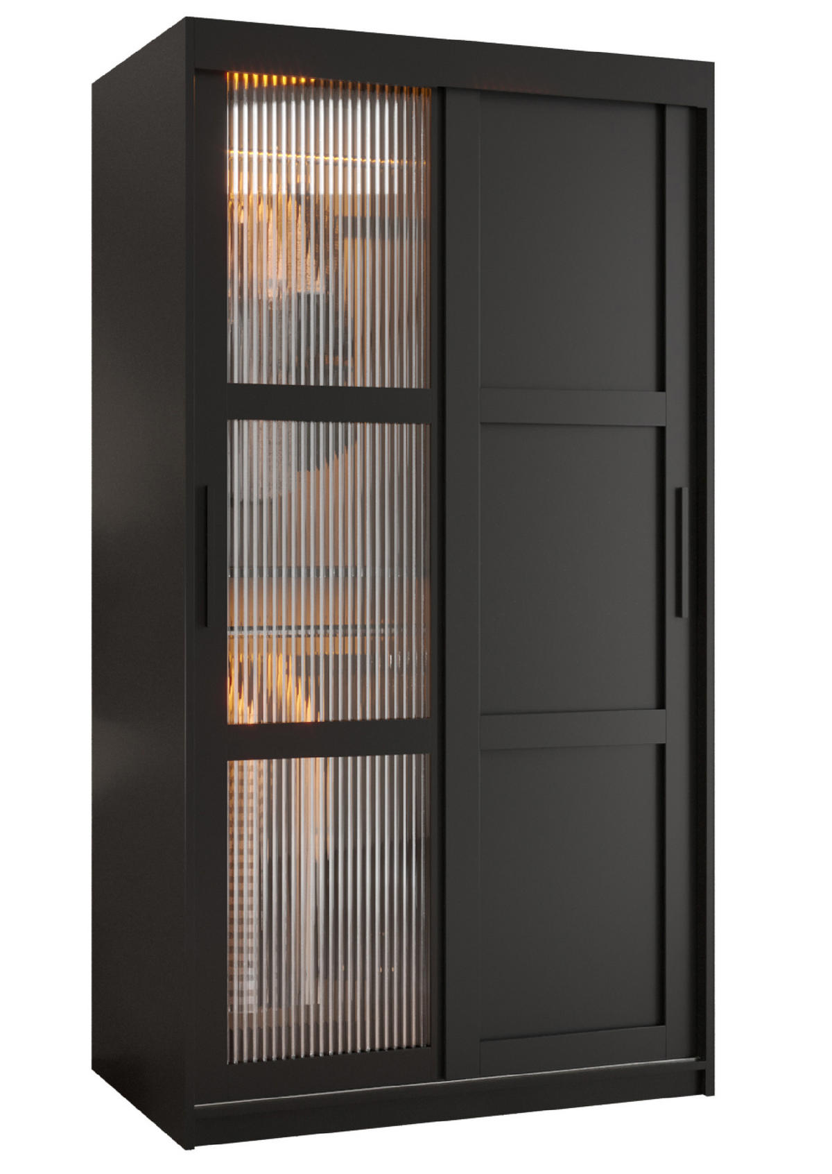 SCHWEBETÜRENSCHRANK 200/100/62 2-türig - Schwarz, Holz/Kunststoff (100/200/62cm) - Abiks Möbel