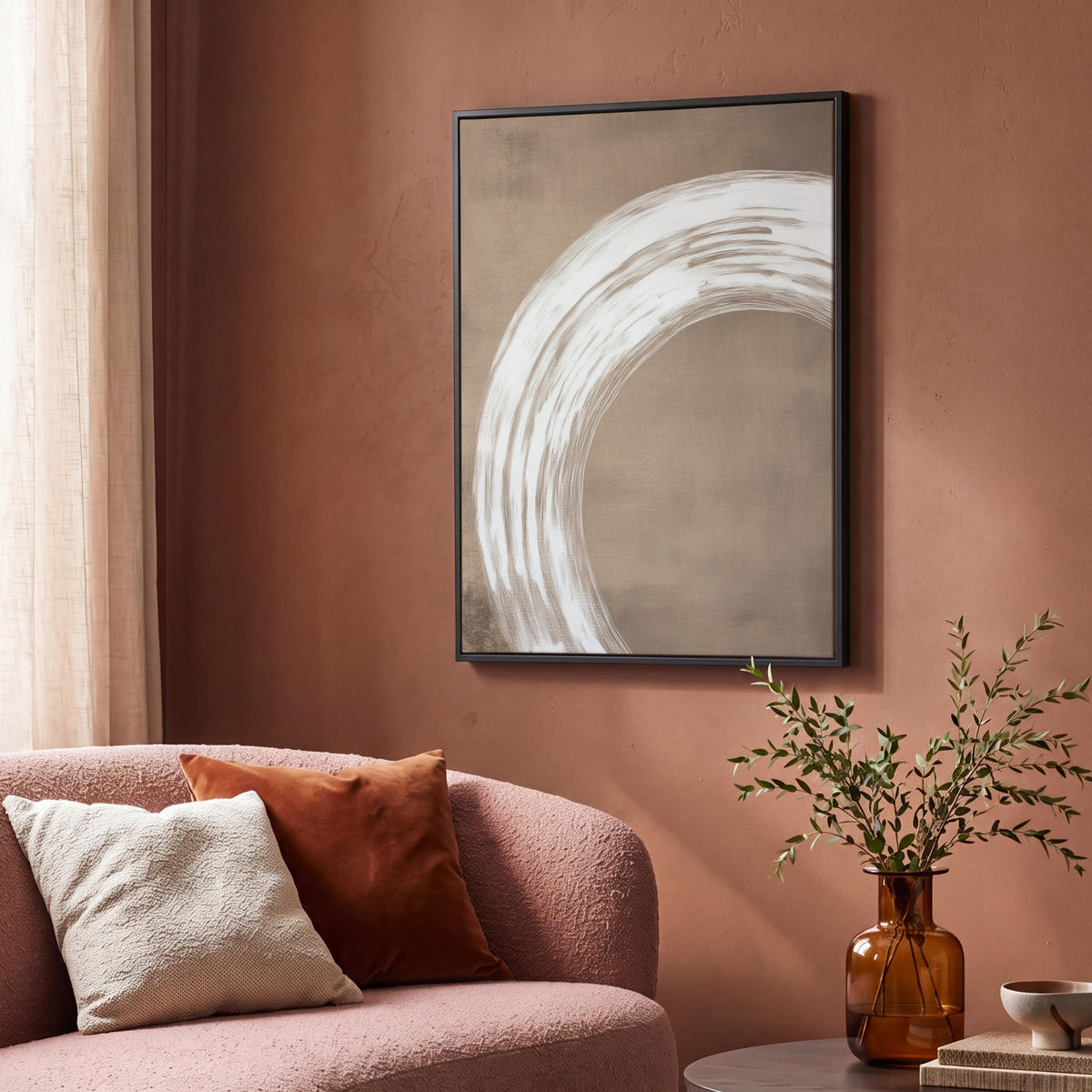 LEINWAND Bilder mit Rahmen - Farbe - Braun - Japandi - 70x100 - Kupferfarben, Textil (70/100cm) - MuchoWow