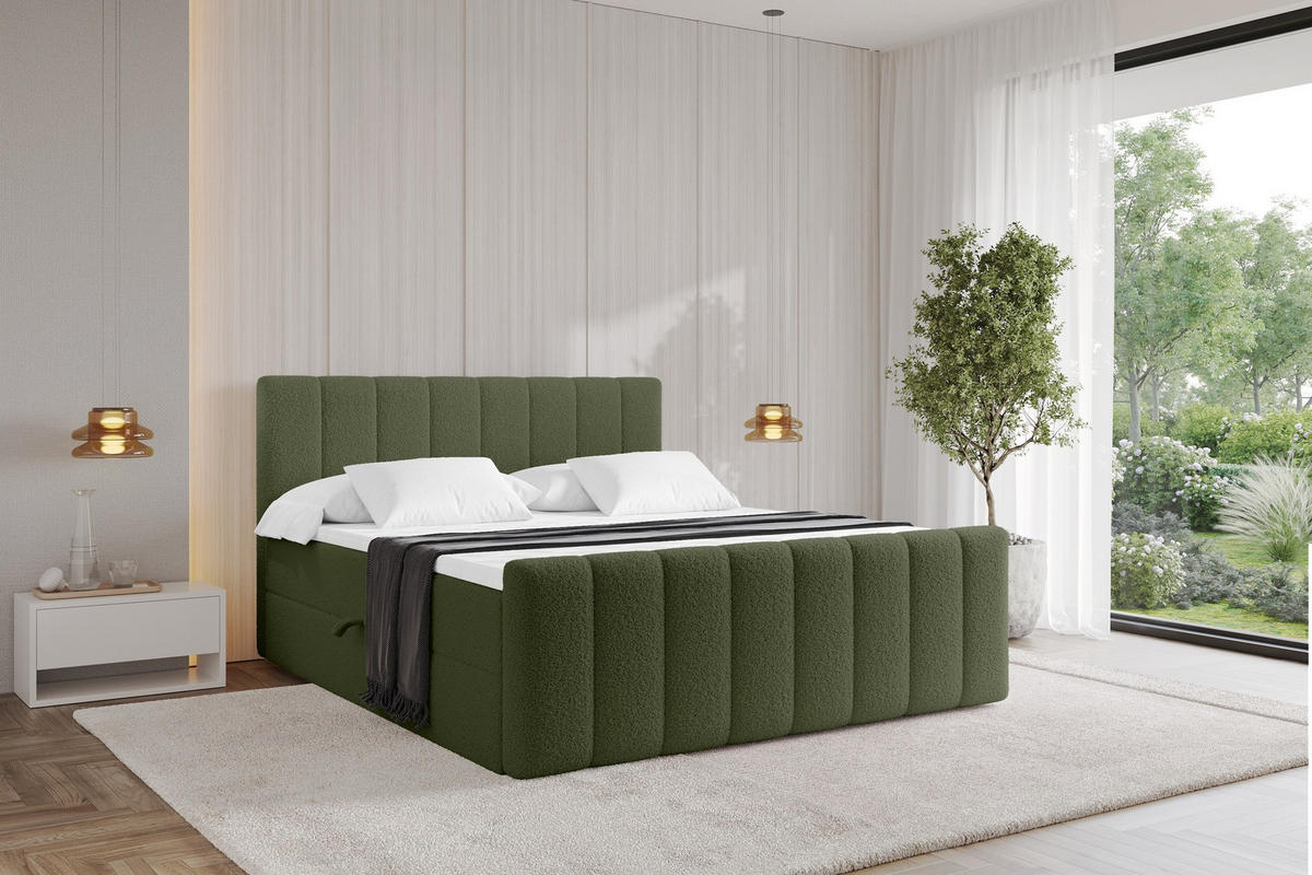 KONTINENTÁLNÍ POSTEL s matrací H3 - OTTA-Z - 140x200 cm Zelená - zelená barva, kompozitní dřevo (140/200cm) - ALTDECOR