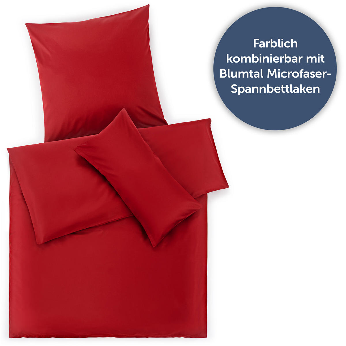 BETTWÄSCHE 3-teilig, 240/220 cm & 40/80 cm, Rot - Rot, Textil (240/220cm) - Blumtal