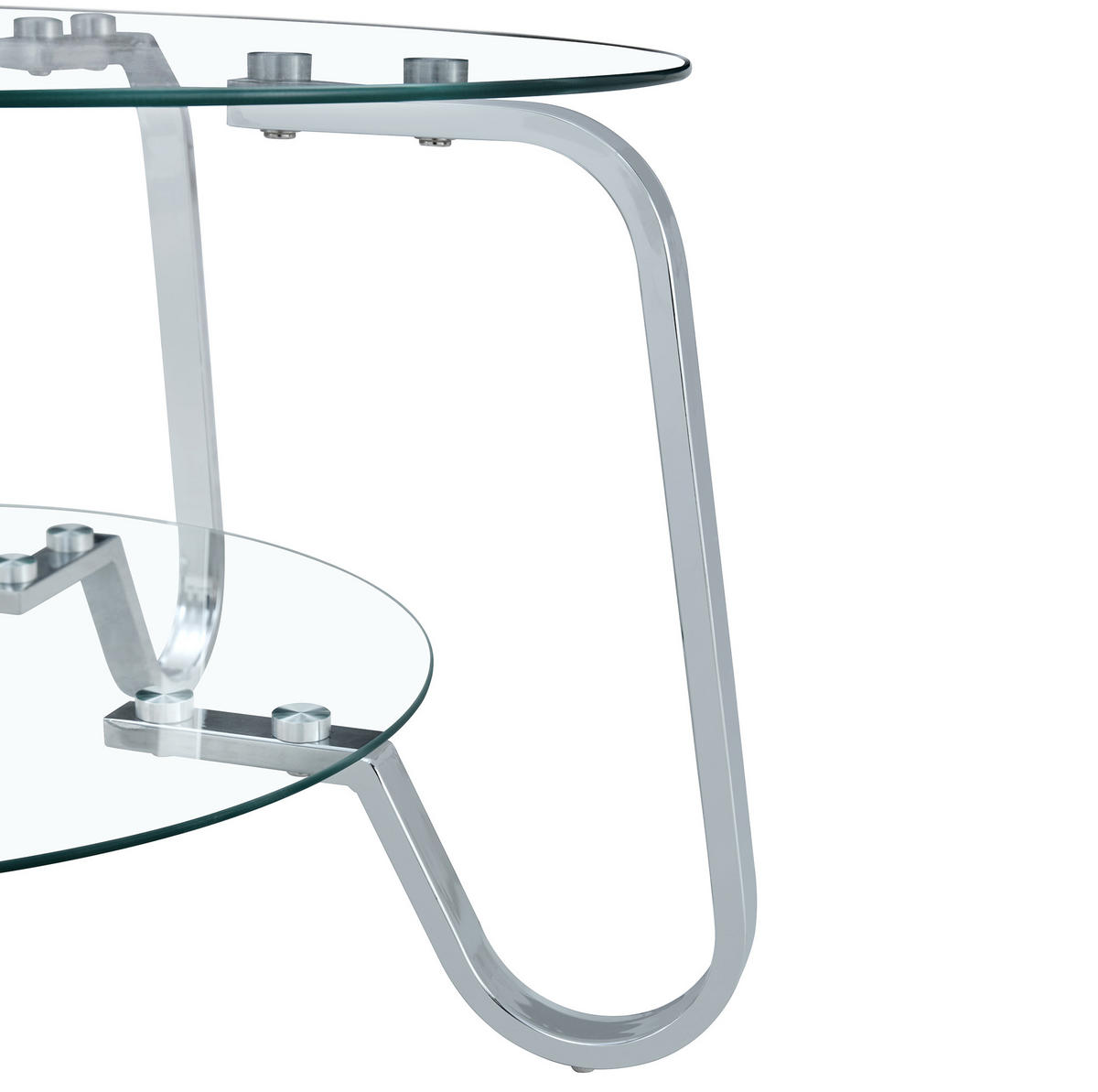 COUCHTISCH 80/80/45 cm 2-stufig mit Glasplatten und Metallgestell, elegante offene Optik, Silber - Silberfarben, Metall (80/80/45cm) - Redom