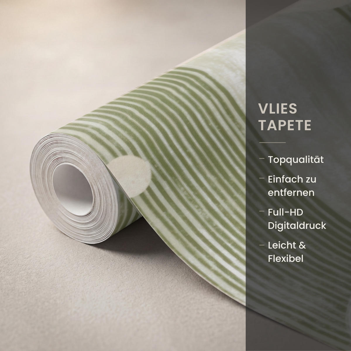 TAPETE - Künstlerisch - Modern - Grün - 300x200 cm - Olivgrün, Papier (300/200cm) - OnlyWow