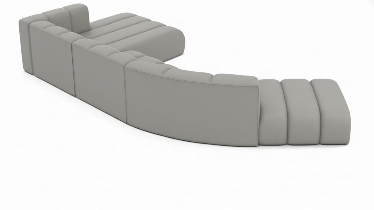 ECKSOFA L-Form GRAND Round, Stoff Salvador, Grau, Links - Grau, Holz (445/179cm) - Kaiser Möbel