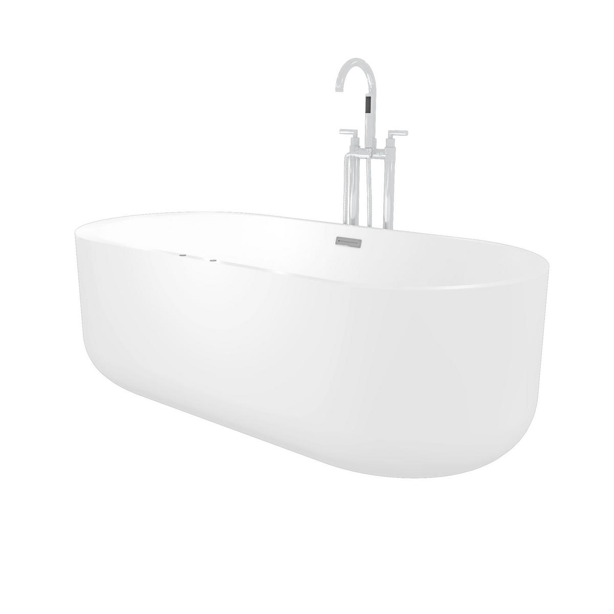 FREISTEHENDE Badewanne F26 170 Whirlpool Luft & Wasser Armatur AF03 - Weiß, Glas/Kunststoff (80/58/170cm) - AcquaVapore by Sandra Jentho