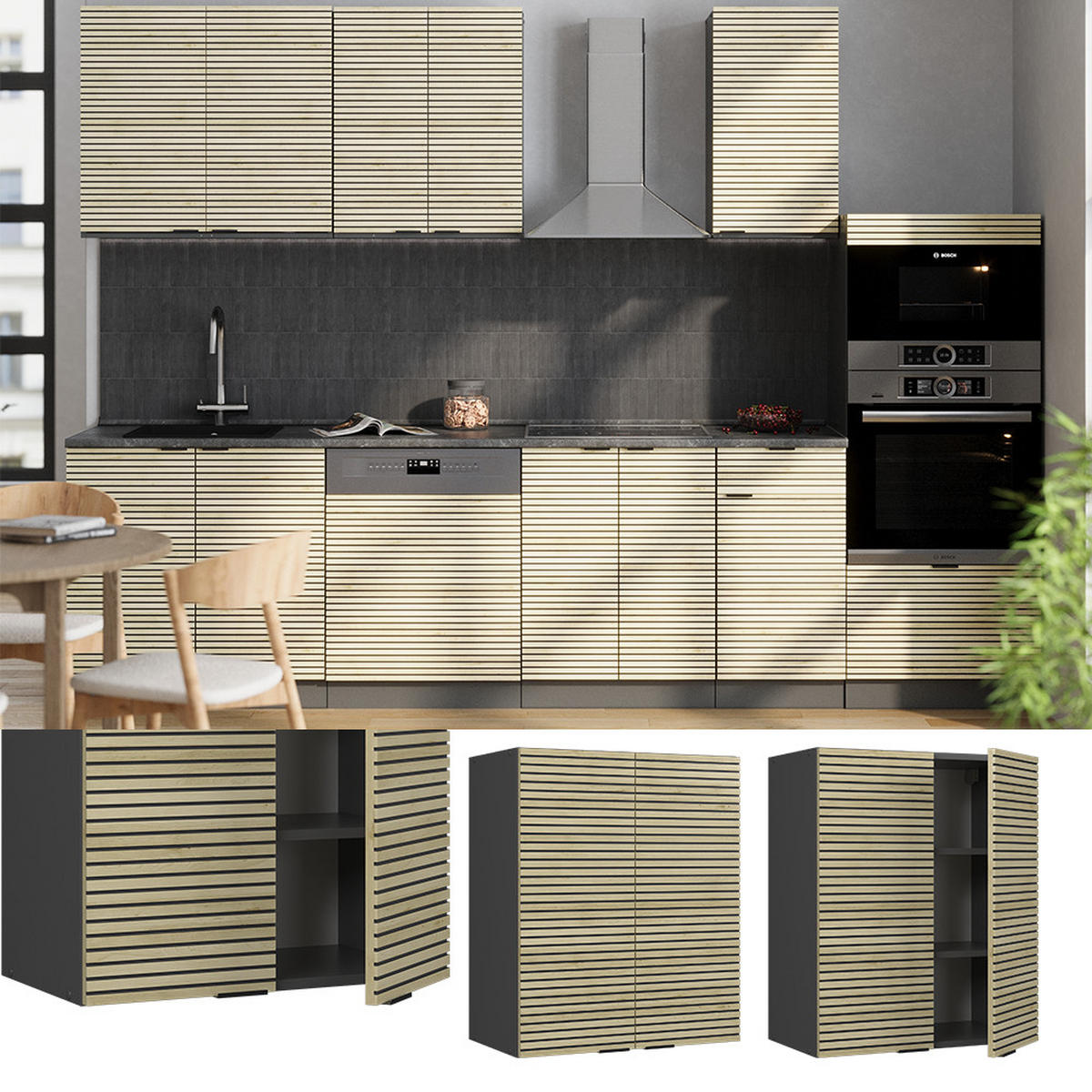 VĚŠÁK NA STĚNU Fame-Line Dubový panel - antracitová/barva dubu, kompozitní dřevo (60/72/34.1cm) - Vicco