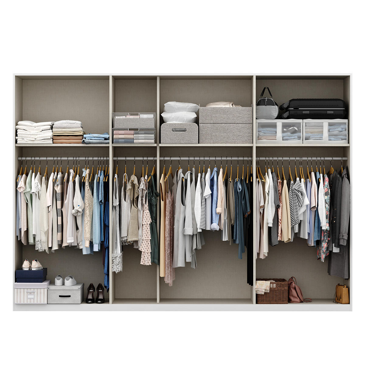 SCHWEBETÜRENSCHRANK - Weiß, Glas/Holzwerkstoff (315/222/68cm) - home24